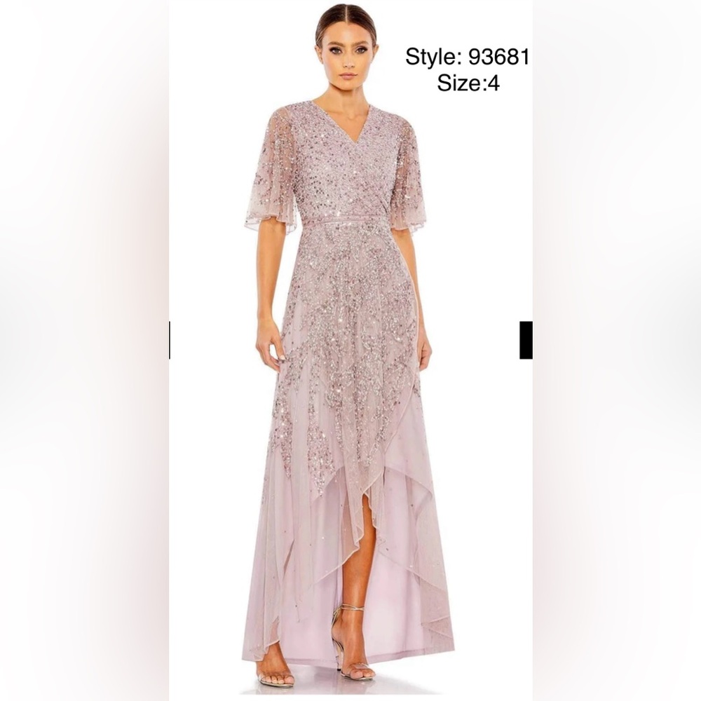 Sequined butterfly sleeve high low gown - Picture 1 of 3